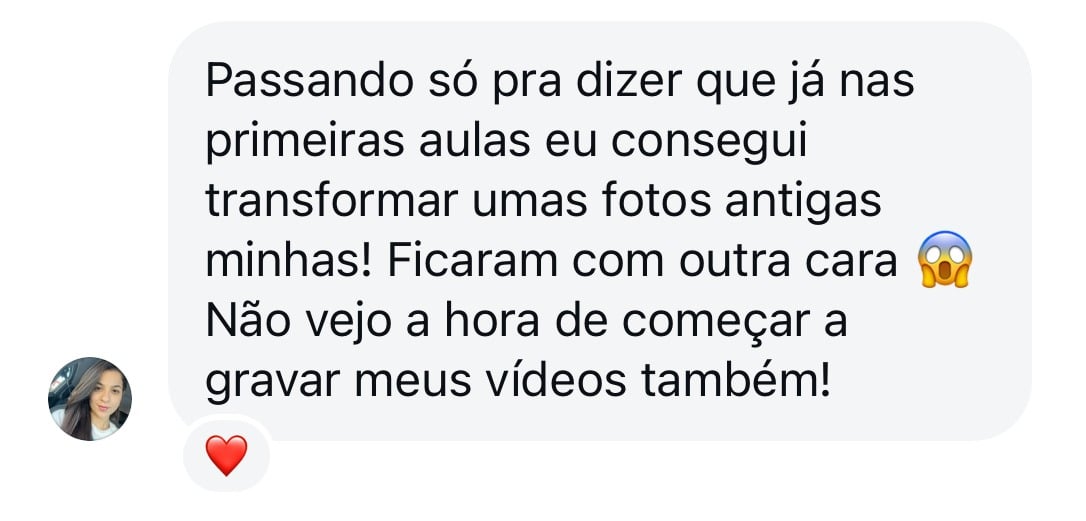Depoimento de aluna sobre o curso Fotos e Vídeos que Vendem